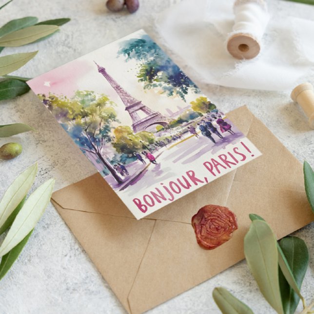 Carte Postale Aquarelle parisienne de la Tour Eiffel (Créateur téléchargé)