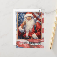 Aquarelle Patriotique Santa Claus