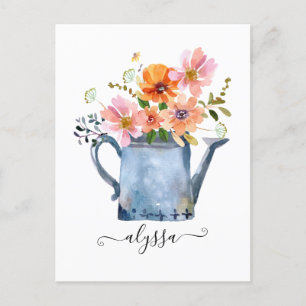 Carte Postale Aquarelle peinte à la main Floral