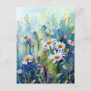 Carte Postale Aquarelle peinture de marguerite