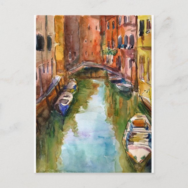 Carte Postale Aquarelle Peinture de Venise (Devant)