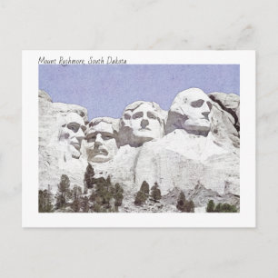Carte Postale Aquarelle Peinture Mont Rushmore Dakota du Sud