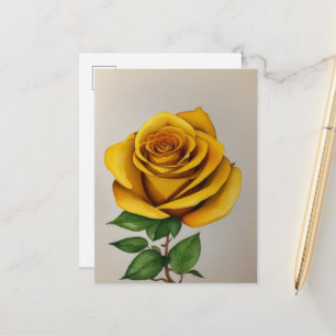 Carte Postale Aquarelle peinture rose jaune