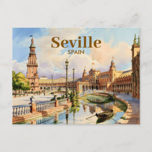 Carte Postale Aquarelle personnalisée de la place d'Espagne à Sé