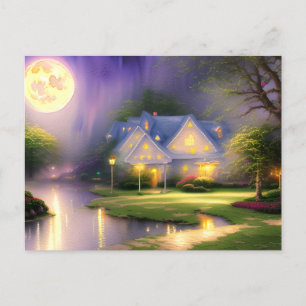 Carte Postale Aquarelle Pleine lune Magique Absolument stupéfian