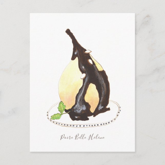 Carte Postale Aquarelle Poire Belle Hélène (Devant)