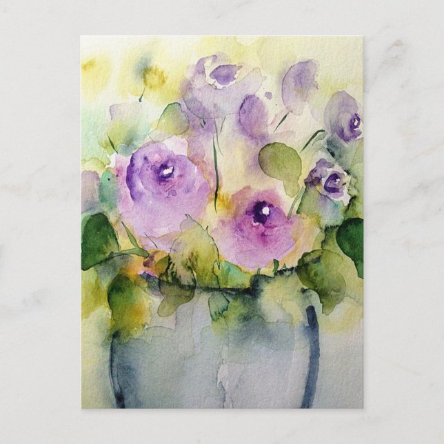 Carte Postale Aquarelle pourpre Bouquet (Devant)