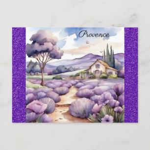 Carte Postale Aquarelle Provence France Français Lavande