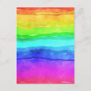 Carte Postale Aquarelle Rainbow Stripes Arrière - plan