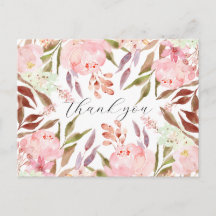 Aquarelle Remerciements Floraux Rose Pivoine