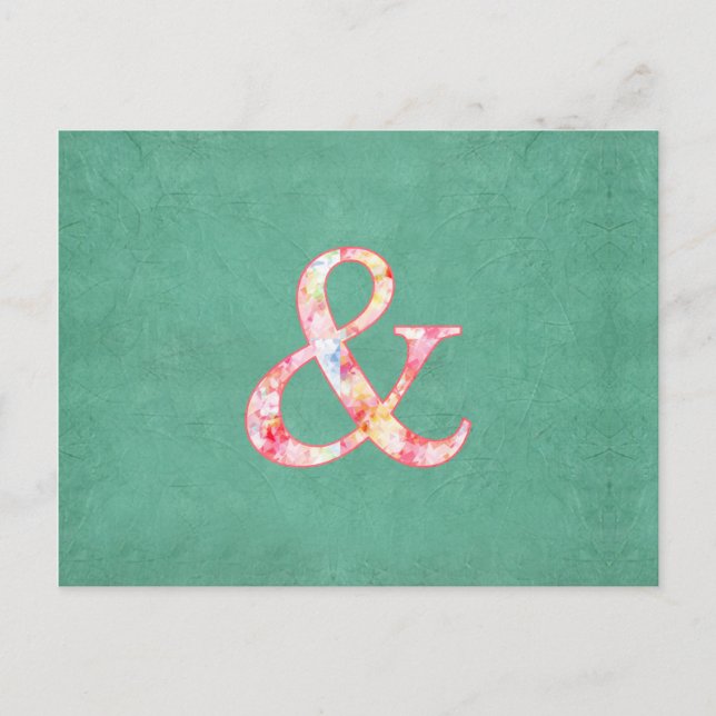 Carte Postale Aquarelle rose Cool mignonne sur Turquoise (Devant)