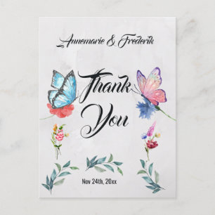 Carte Postale Aquarelle rose et bleu