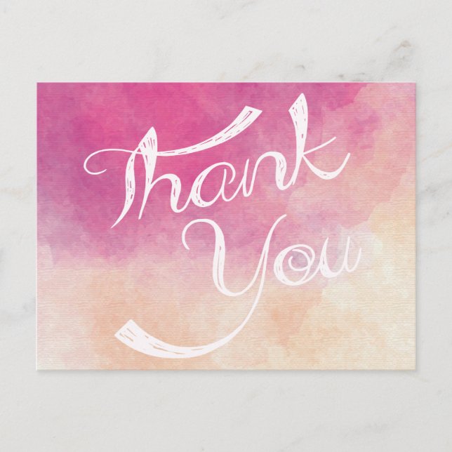 Carte Postale Aquarelle rose et violet Merci Ombre (Devant)