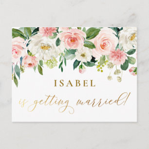Carte Postale Aquarelle rose Fête des mariées de calligraphie fl