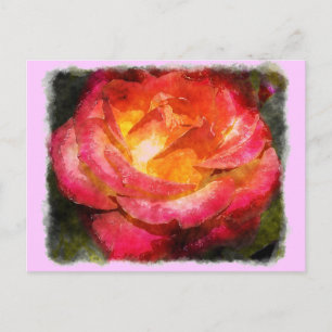 Carte Postale Aquarelle Rose flamboyante