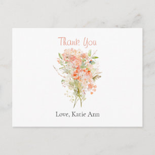 Carte Postale Aquarelle rose Fleur sauvage Floral