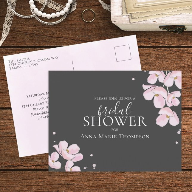 Carte Postale Aquarelle rose Floral Jolie Fleurs de cerisiers (Créateur téléchargé)