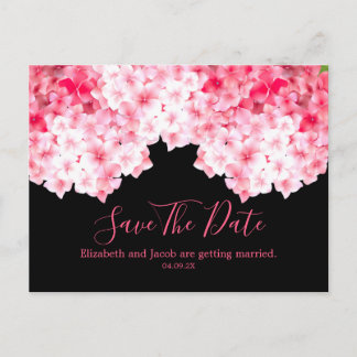 Carte Postale Aquarelle rose Hydrangée Enregistrer la date