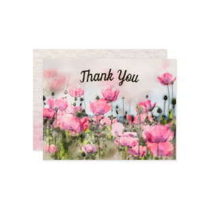 Carte Postale Aquarelle rose Merci