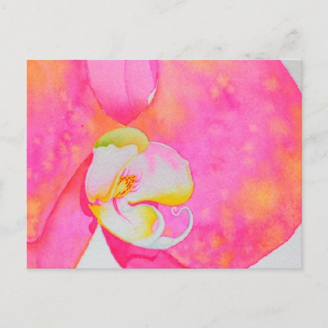 Carte Postale Aquarelle rose orangée tropicale (Devant)