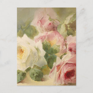Carte Postale Aquarelle Rose victorienne vintage
