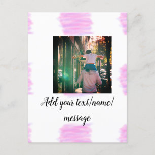 Carte Postale Aquarelle rose violet père fils papa ajouter l'ima