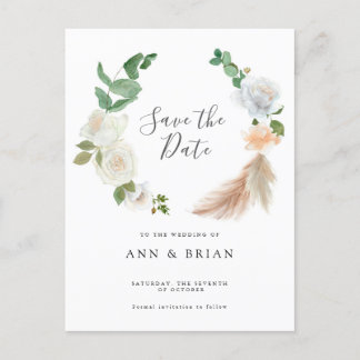 Carte Postale Aquarelle Roses blanches fleurs florales Enregistr