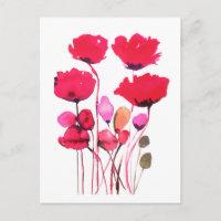 Aquarelle rouge de pavot botanique