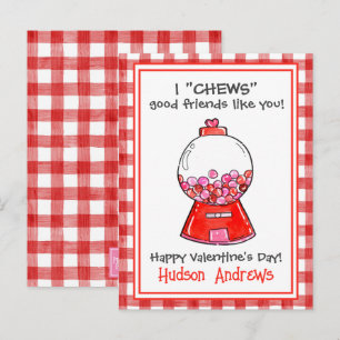 Carte Postale Aquarelle Rouge En vichy Gumballs Valentine's Cart