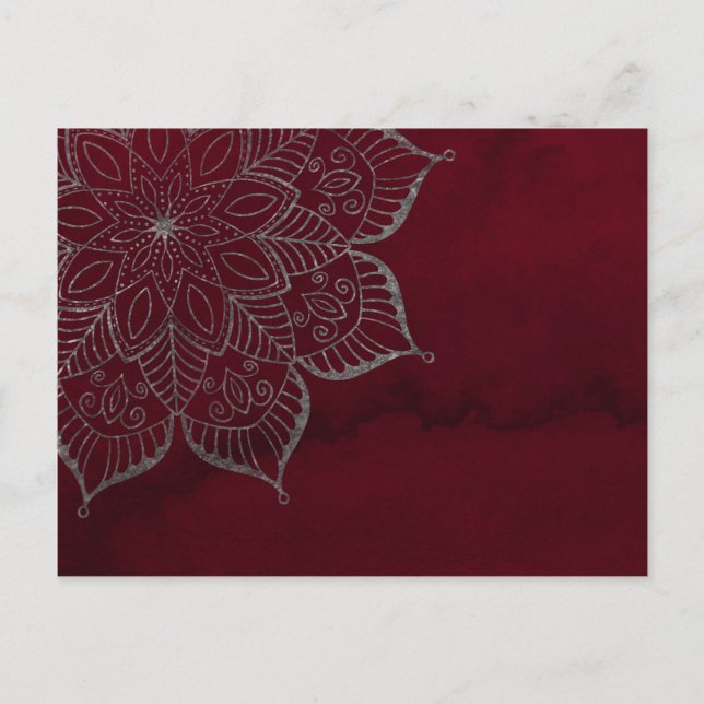 Carte Postale Aquarelle rouge et Parties scintillant gris/argent (Devant)