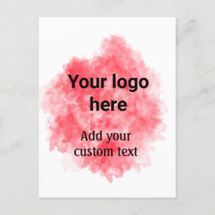 Carte Postale Aquarelle rouge simple ajouter votre logo texte pe