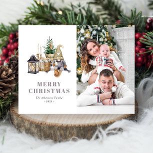 Carte postale Aquarelle Rustique Gnome Photo Holid