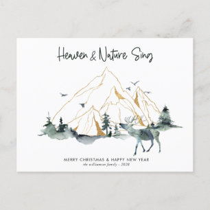 Carte Postale Aquarelle rustique Une photo Bois Noël