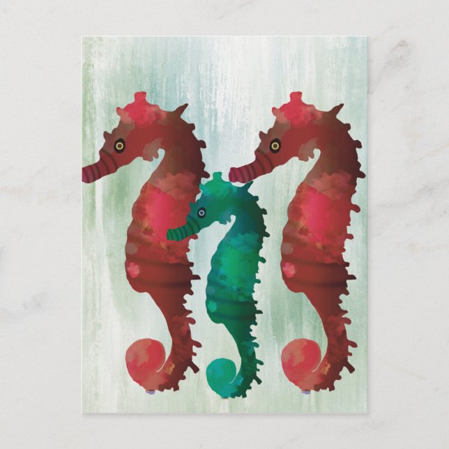 Carte Postale Aquarelle Seahors Nautique (Devant)