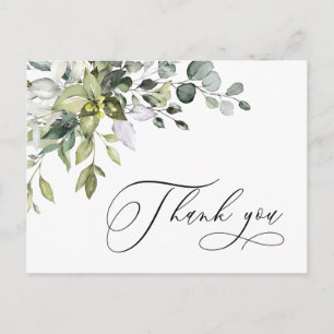 Carte Postale Aquarelle simple et élégante Merci Eucalyptus