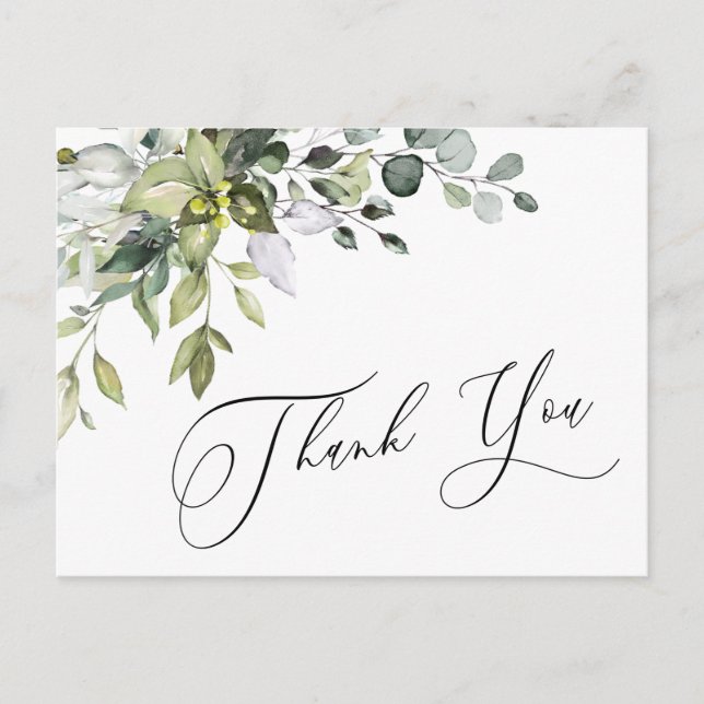 Carte Postale Aquarelle simple et élégante Merci Eucalyptus (Devant)