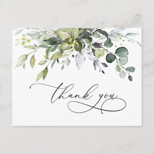 Carte Postale Aquarelle simple et élégante Merci Eucalyptus