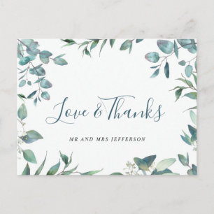 Carte Postale Aquarelle simple et élégante Merci Eucalyptus