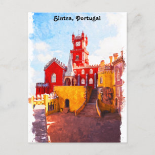 Carte Postale Aquarelle Sintra Portugal City