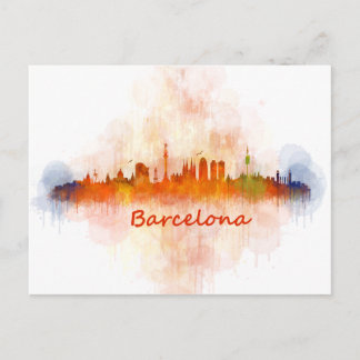 Carte Postale Aquarelle Skyline de Barcelone v04