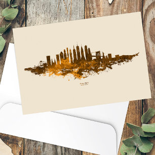 Carte Postale Aquarelle Skyline de New York en orange
