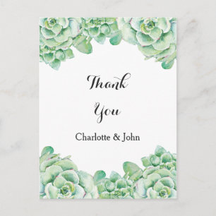 Carte Postale aquarelle succulent mariage Merci notes