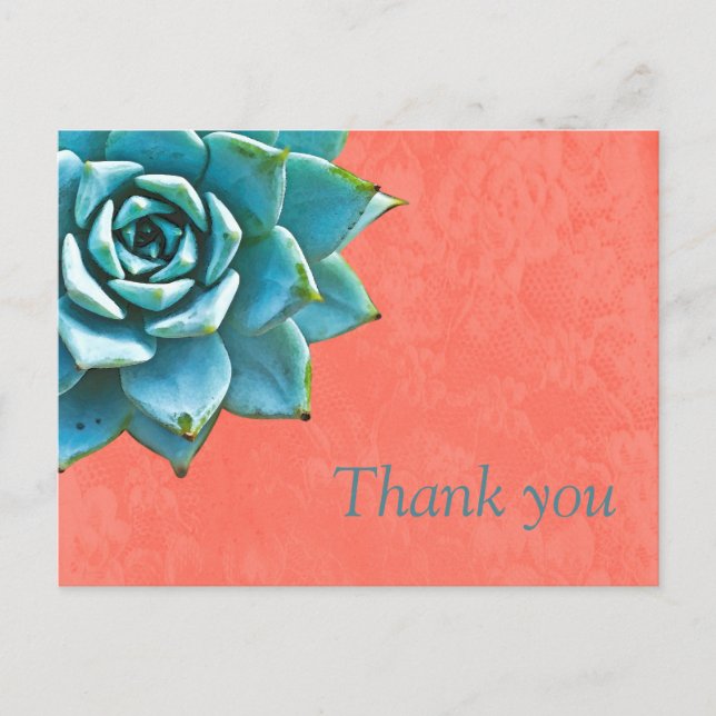 Carte Postale Aquarelle Succulente Merci Dentelle orange (Devant)