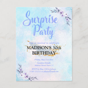 Carte Postale Aquarelle Surprise Party Pastel