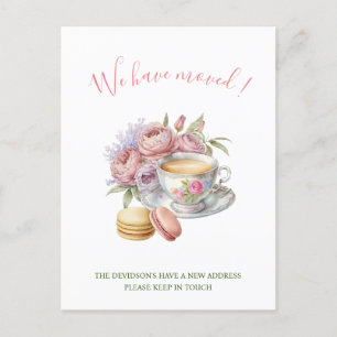 Carte Postale Aquarelle Tea Rose Fleurs Nouveau Accueil Déménage