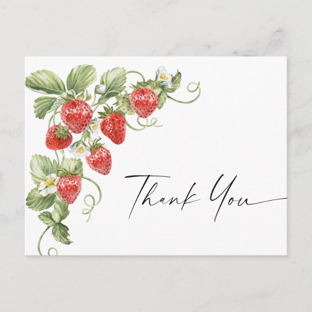 Carte Postale Aquarelle tendance Meadow Merci fraise (Devant)