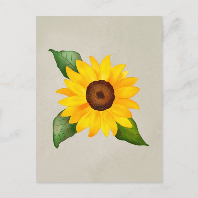 Carte Postale Aquarelle Tournesol Jaune Floral (Devant)