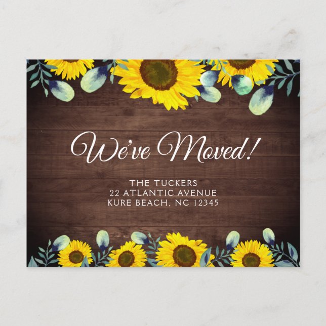 Carte Postale Aquarelle tournesol Moving Faire-part Rustique (Devant)