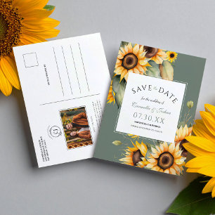 Carte Postale Aquarelle Tournesol Photo Enregistrer La Date