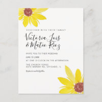 Aquarelle tournesol sauvage Floral Jaune Mariage